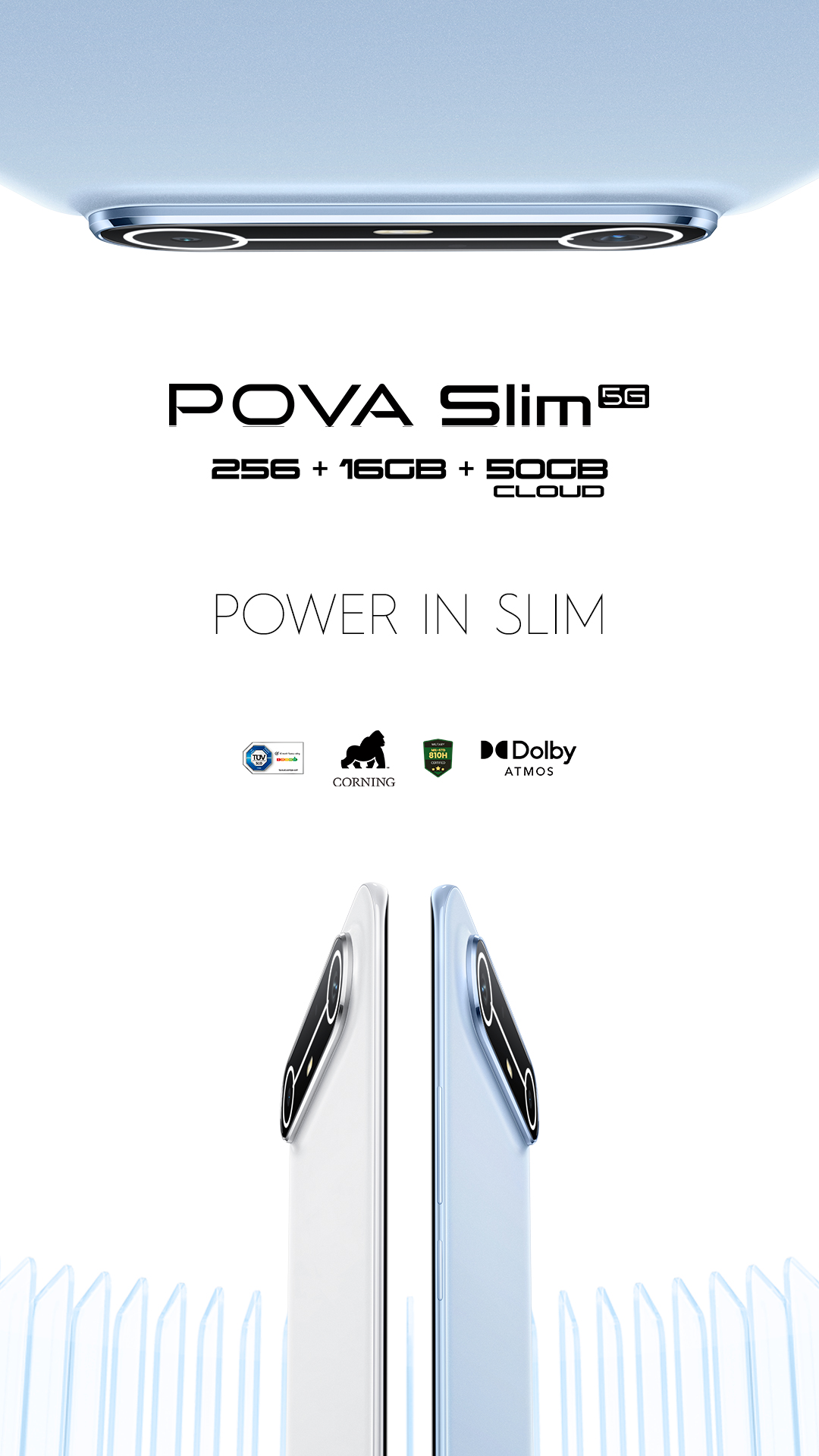 TECNO POVA Slim 5G ホワイト 5.95ミリ・156グラムの軽量薄型